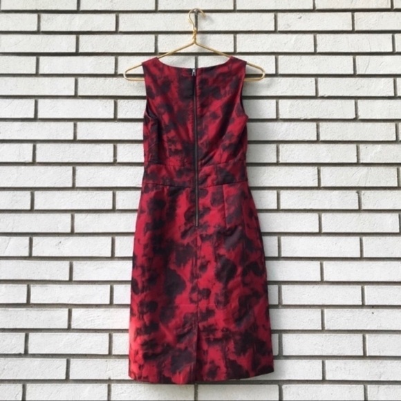 Banana Republic Black Cherry Red Abstract Watercolor Sheath Dress - Picture 8 of 8